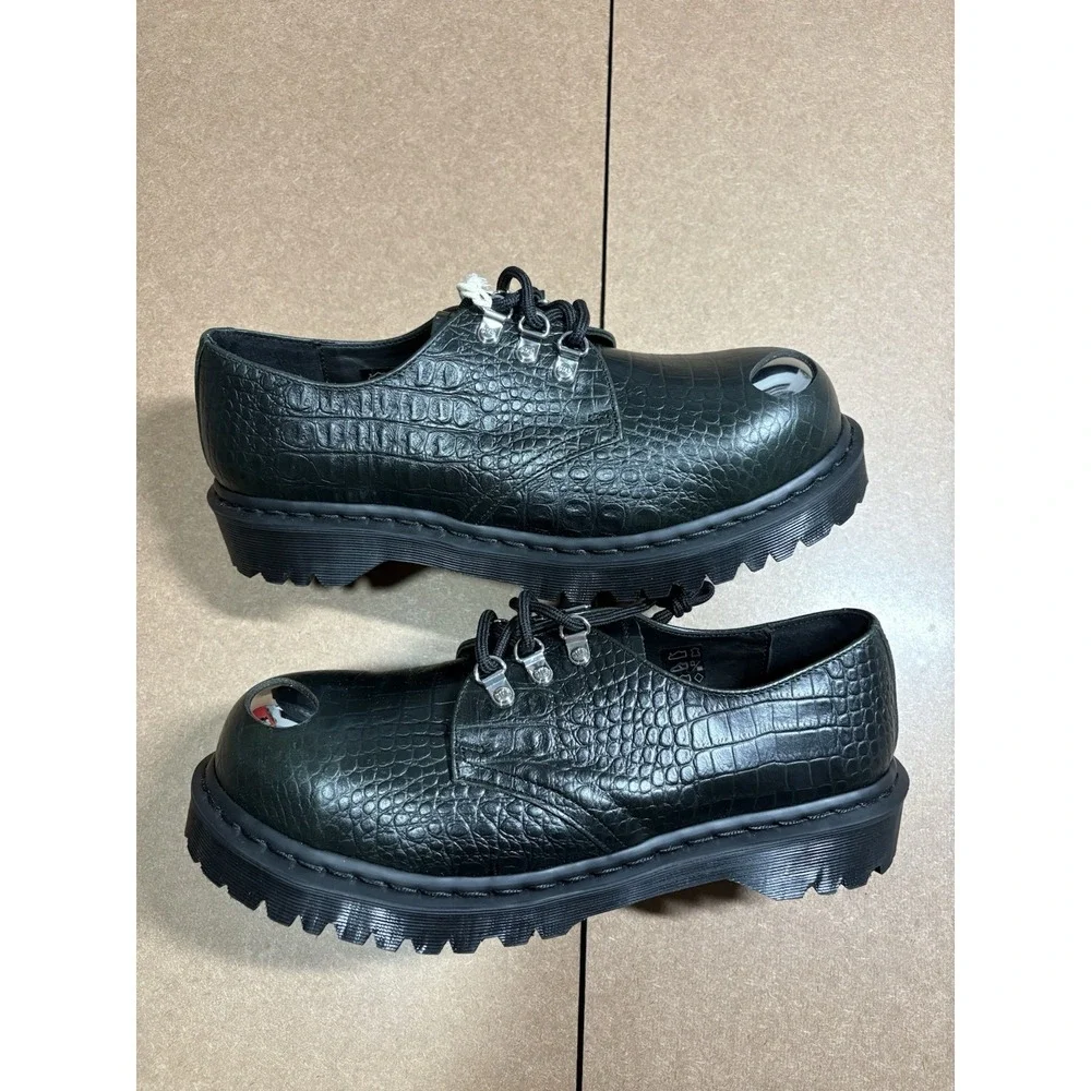 Dr Martens 1461 Bex Steel Toe Croc Embossed Leather Shoes Forest Green Size 10